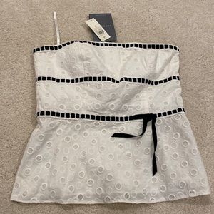 NWT Ann Taylor white and black eyelet strapless top